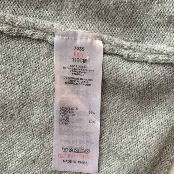 Jacadi Paris Cardigan Grey Size 6 Girls - Picture 7 of 9